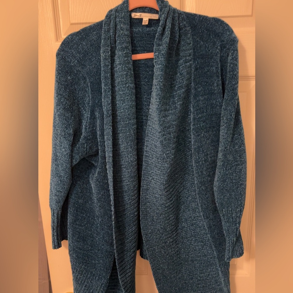 Cozy Blue Open-Front Sweater